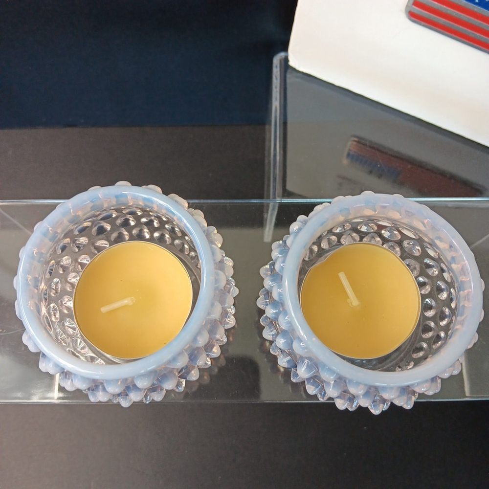 Fenton Candle Holders Pair Gorgeous Tealight Holders Very Good Condition - Picture 3 of 15